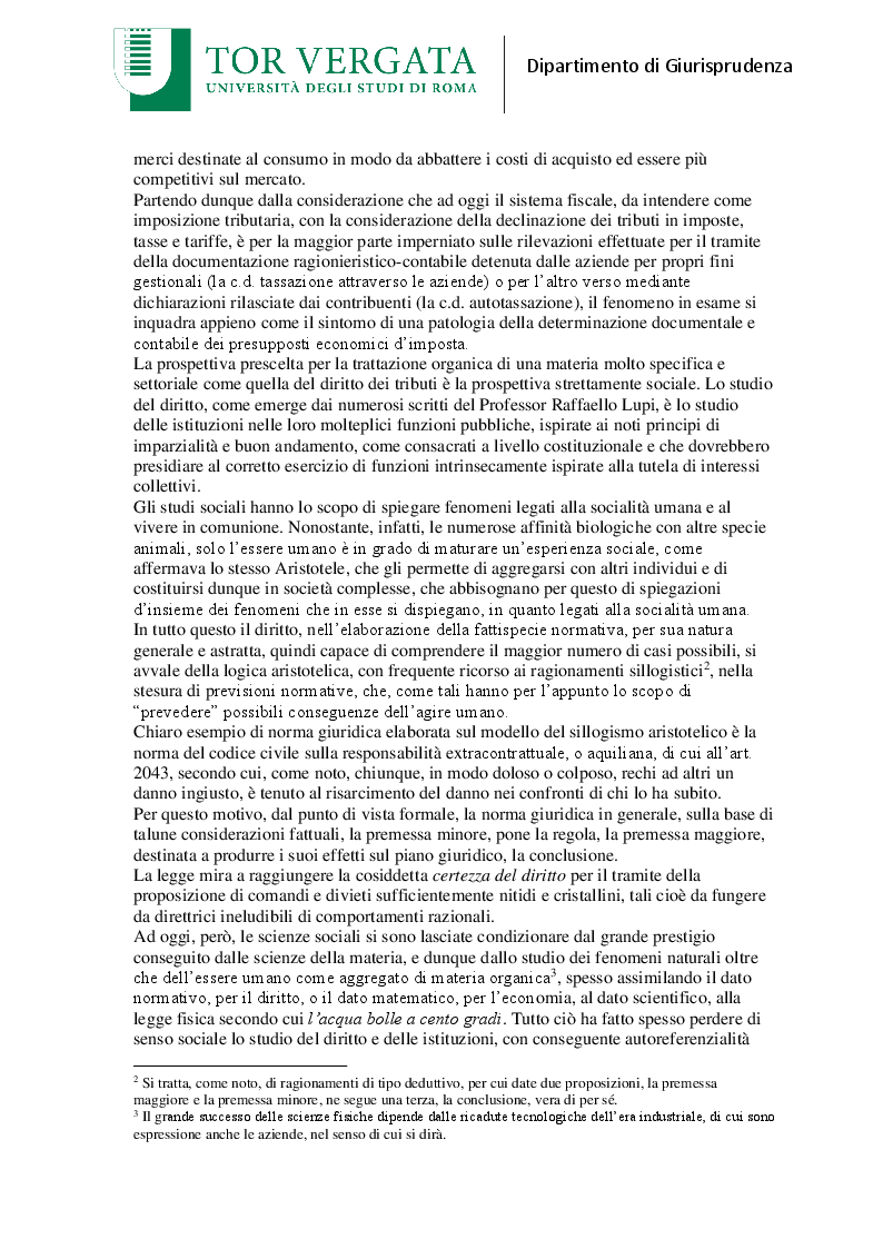 Anteprima della tesi: Le frodi carosello come patologia della tassazione analitico-aziendale, Pagina 3