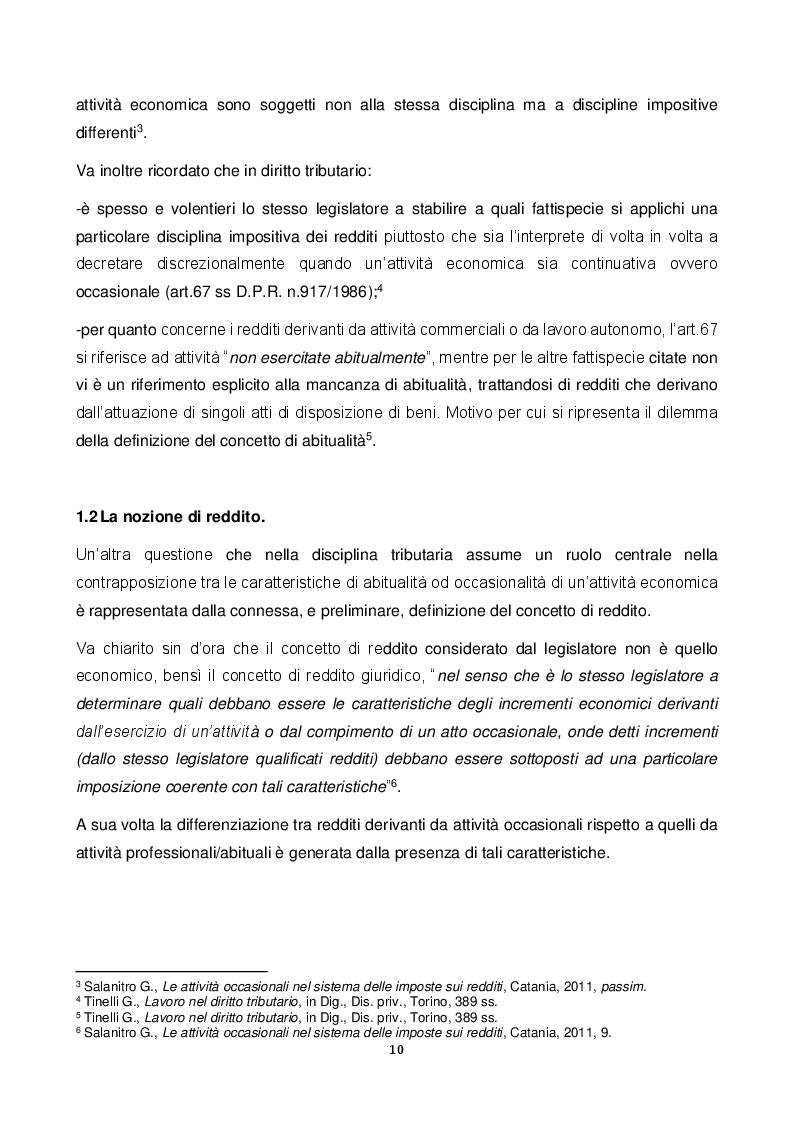 Anteprima della tesi: Le attività occasionali nelle imposte sui redditi dell’ordinamento giuridico italiano. Analisi comparata della tassazione del collezionista in Italia e all’estero., Pagina 4