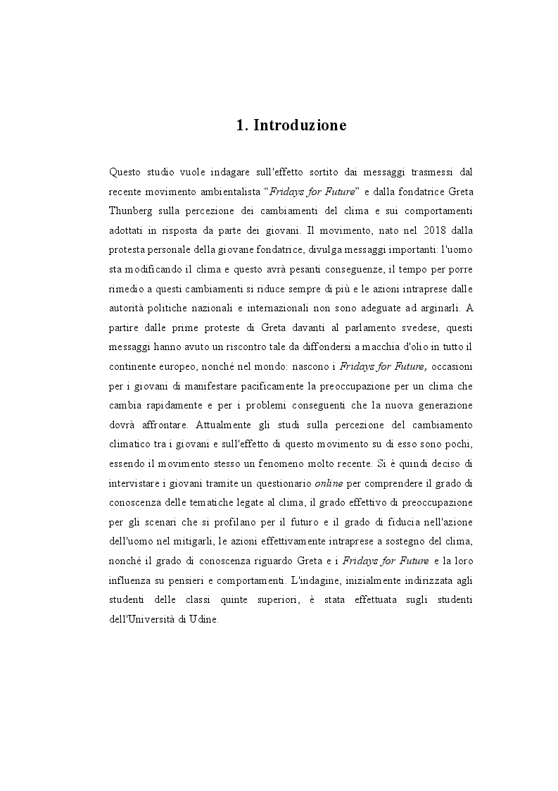 Anteprima della tesi: Percezione del cambiamento climatico tra i giovani: il fenomeno Greta Thunberg, Pagina 3