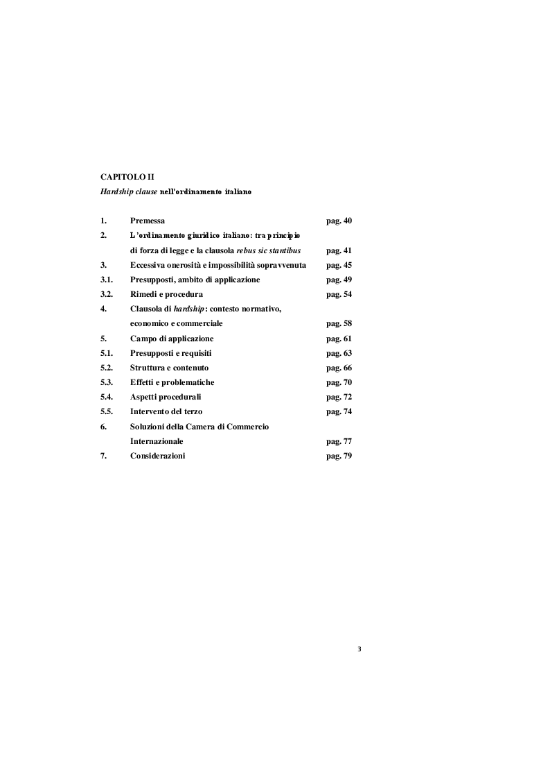 Indice della tesi: Hardship Clause, Pagina 2
