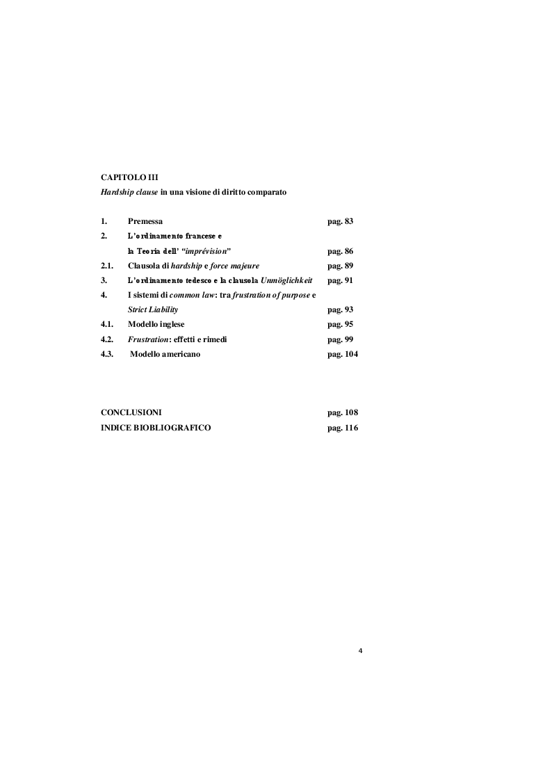 Indice della tesi: Hardship Clause, Pagina 3