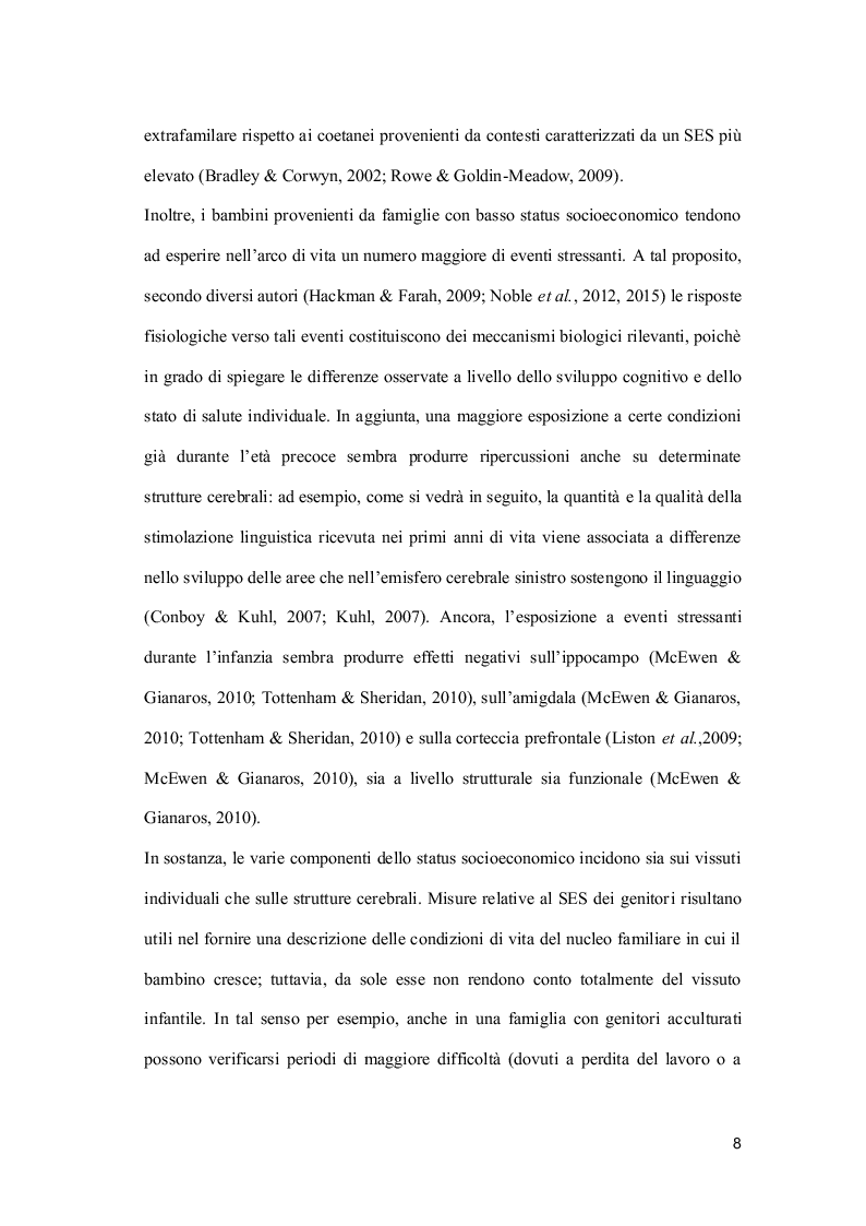 Anteprima della tesi: Status socio economico: gli effetti sullo sviluppo cerebrale del bambino, Pagina 5