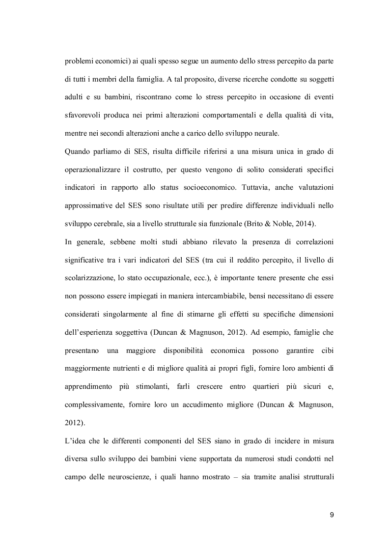 Anteprima della tesi: Status socio economico: gli effetti sullo sviluppo cerebrale del bambino, Pagina 6