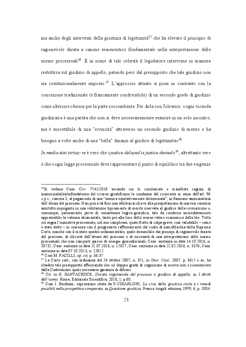 Estratto dalla tesi: Il filtro di ammissibilità nell'appello civile