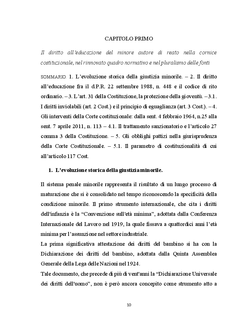 Anteprima della tesi: Minore autore di reato e processo indiziario, Pagina 7