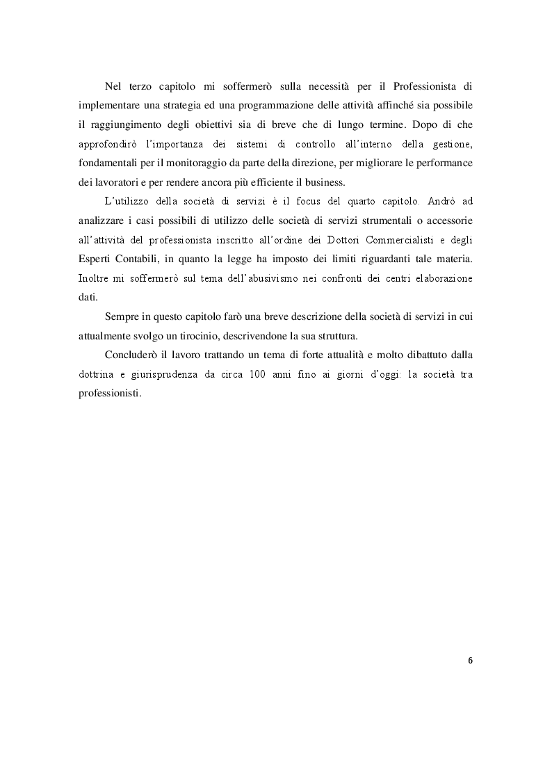 Anteprima della tesi: L'organizzazione dello studio professionale e l'utilizzo delle società di servizi, Pagina 5
