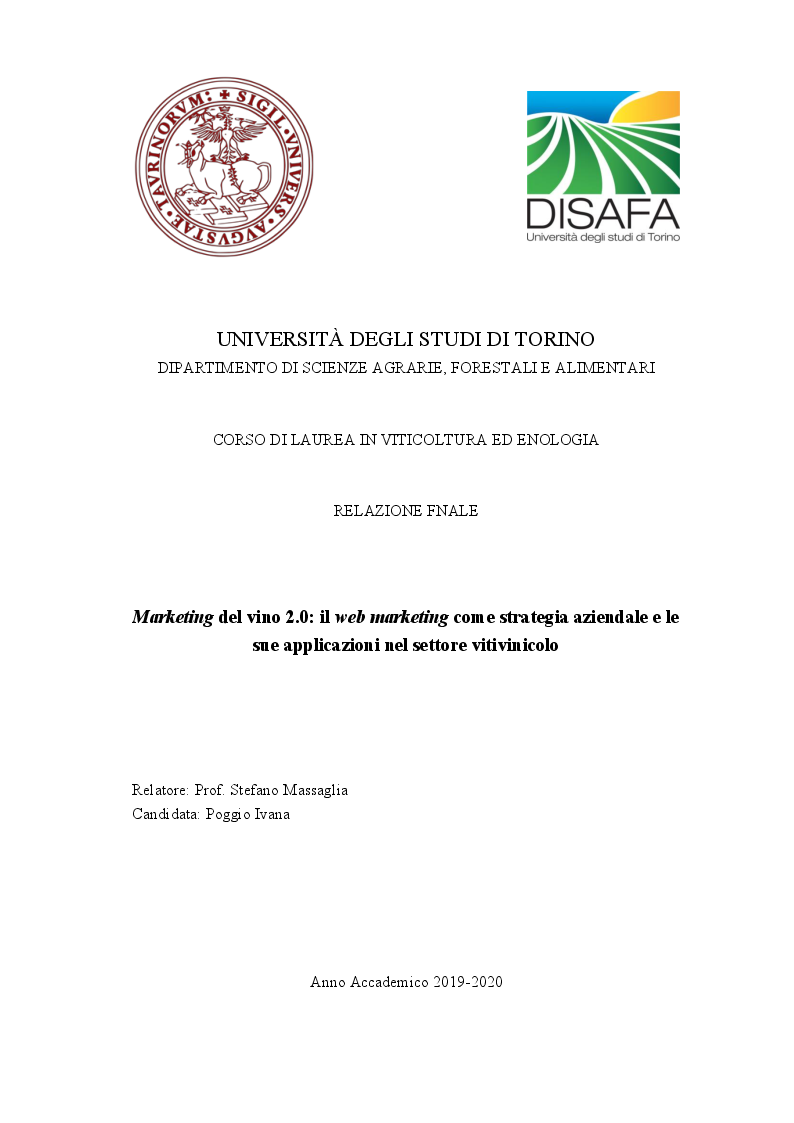 Anteprima della tesi: Marketing del vino 2.0: il web marketing come strategia aziendale e le sue applicazioni nel settore vitivinivolo, Pagina 1