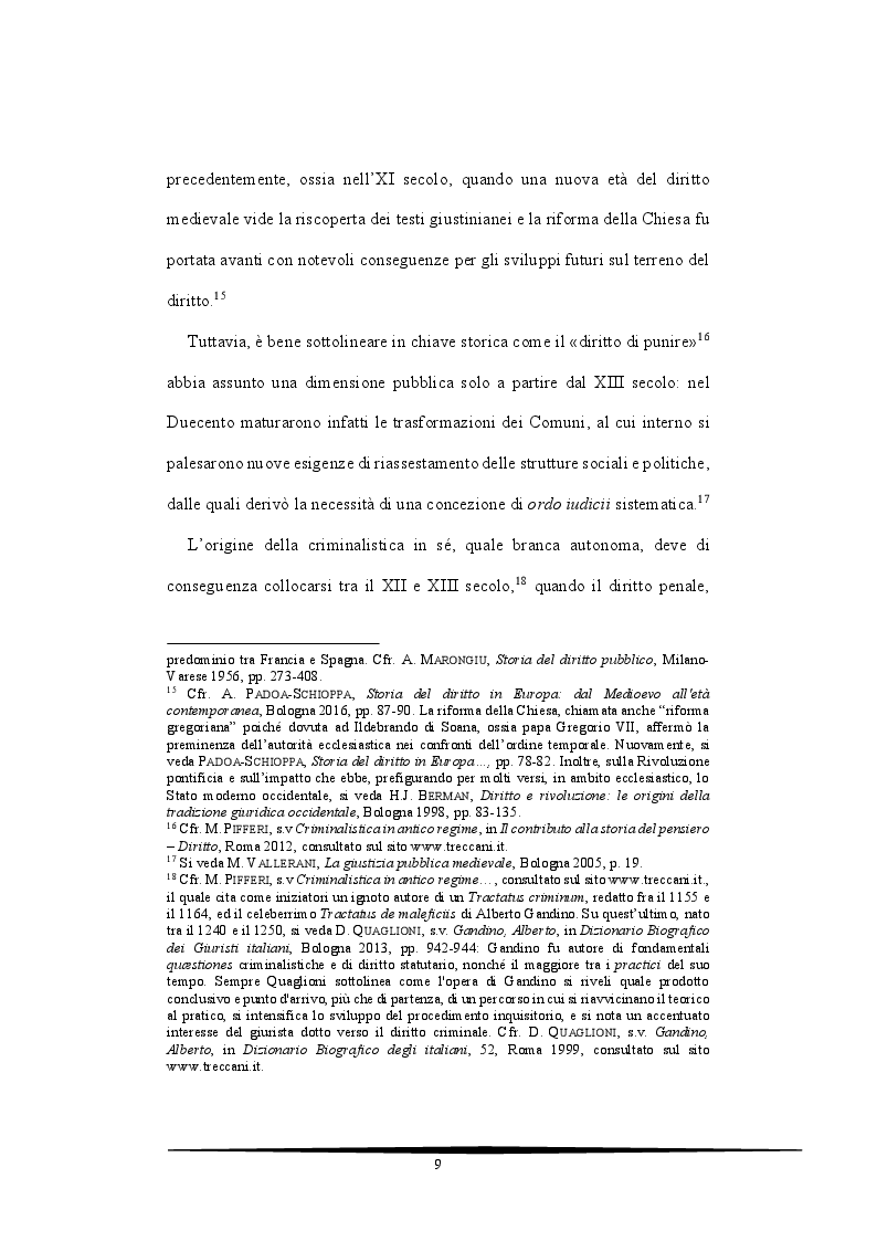 Anteprima della tesi: La criminalistica della prima Età moderna e l'istituto della prevenzione, Pagina 7