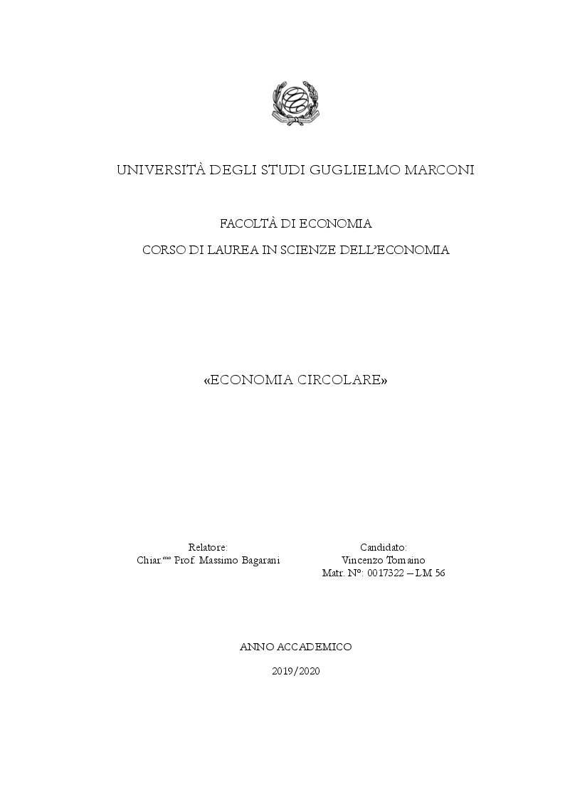 Anteprima della tesi: Economia Circolare, Pagina 1
