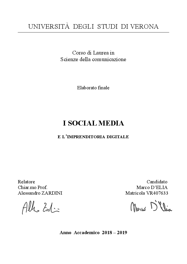 Anteprima della tesi: Social Media e l'imprenditoria digitale, Pagina 1
