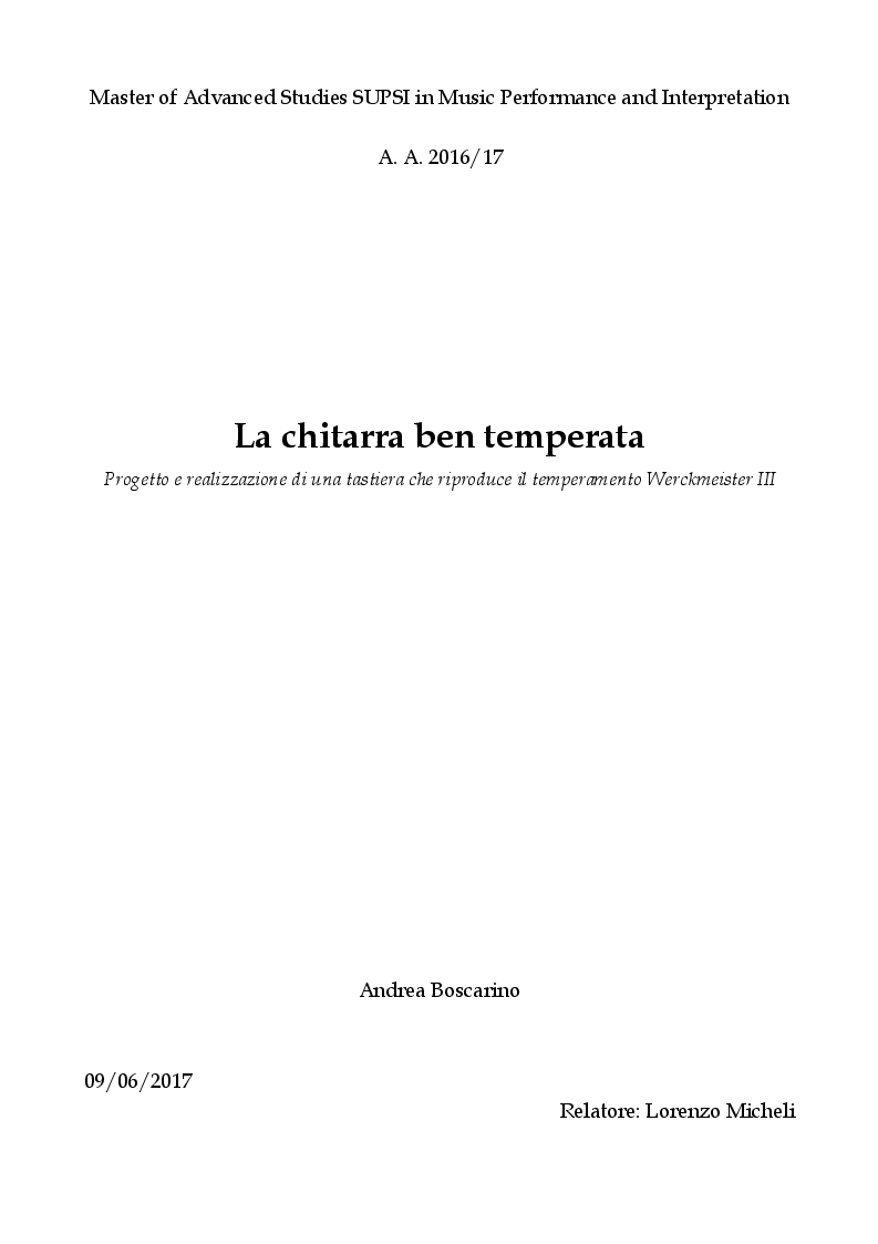 Anteprima della tesi: La chitarra ben temperata, Pagina 1