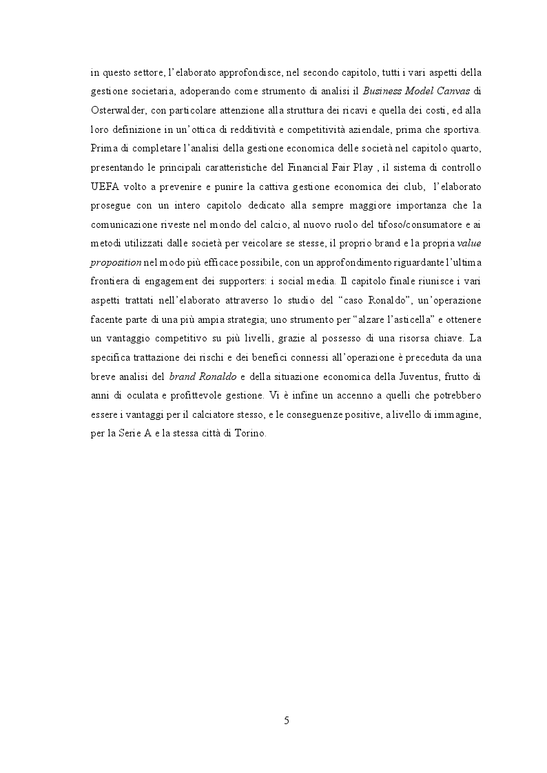 Anteprima della tesi: La competitività economica al servizio di quella sportiva. Il caso del trasferimento di Cristiano Ronaldo alla Juventus, Pagina 3