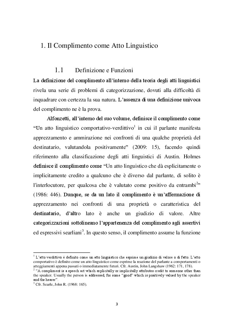 Anteprima della tesi: Il complimento come atto linguistico. Analisi empirica di esempi tedeschi attraverso il metodo DCT, Pagina 4