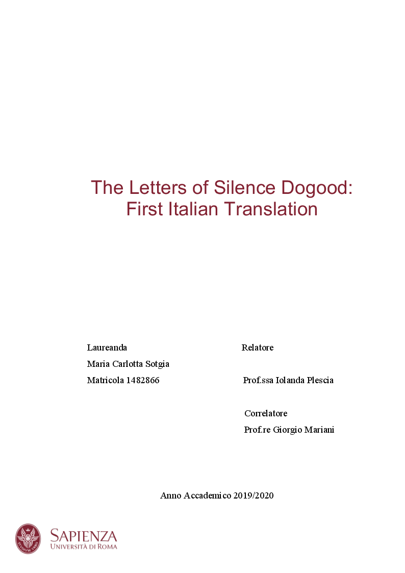 Anteprima della tesi: The Letters of Silence Dogood: First Italian Translation, Pagina 1