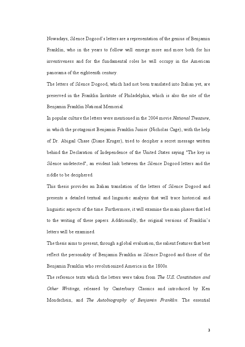 Anteprima della tesi: The Letters of Silence Dogood: First Italian Translation, Pagina 4