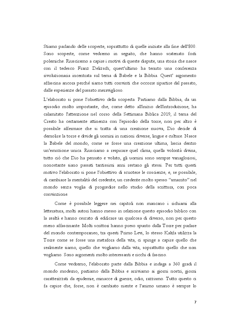 Anteprima della tesi: La Torre di Babele, dalla Bibbia al mondo contemporaneo, Pagina 6