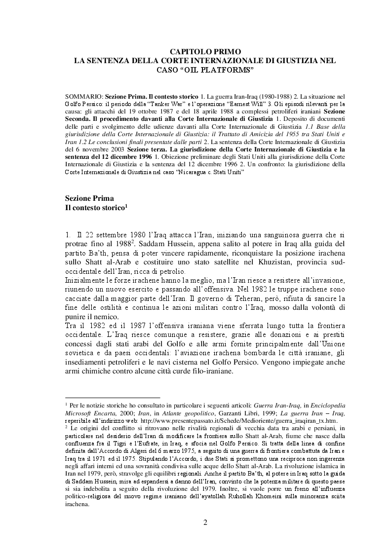 Anteprima della tesi: Il concetto di attacco armato e la legittima difesa nel diritto internazionale: il caso Oil Platforms, Pagina 3