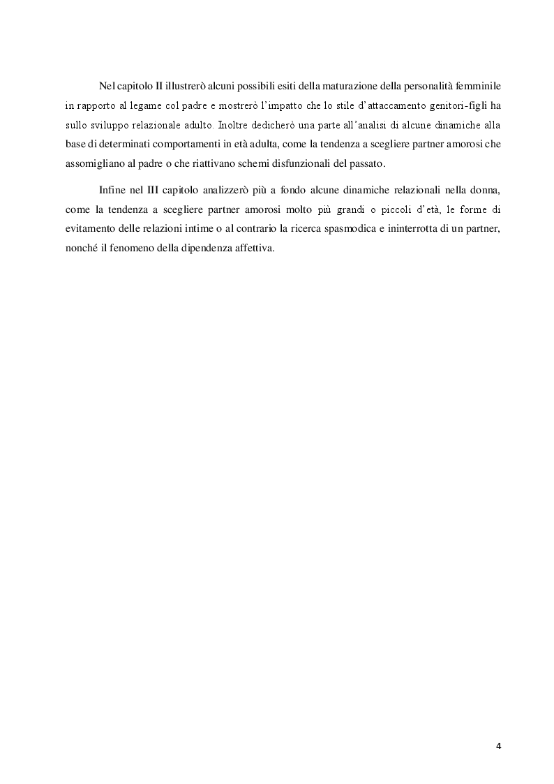 Anteprima della tesi: Sviluppo affettivo femminile in relazione al rapporto padre-figlia, Pagina 3