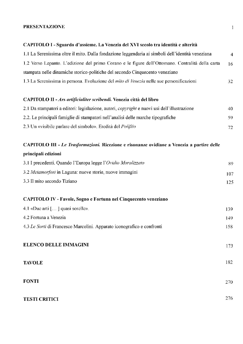 Indice della tesi: Storie figurate. Relazioni icono-testuali nel libro veneziano del Cinquecento, Pagina 1