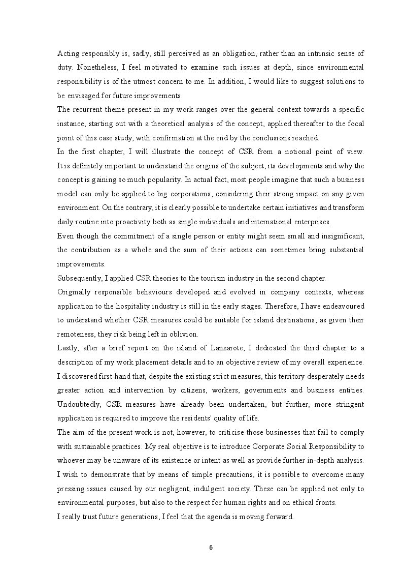 Anteprima della tesi: Corporate Social Responsibility in the Tourism Industry: the Case of Lanzarote Island, Pagina 3