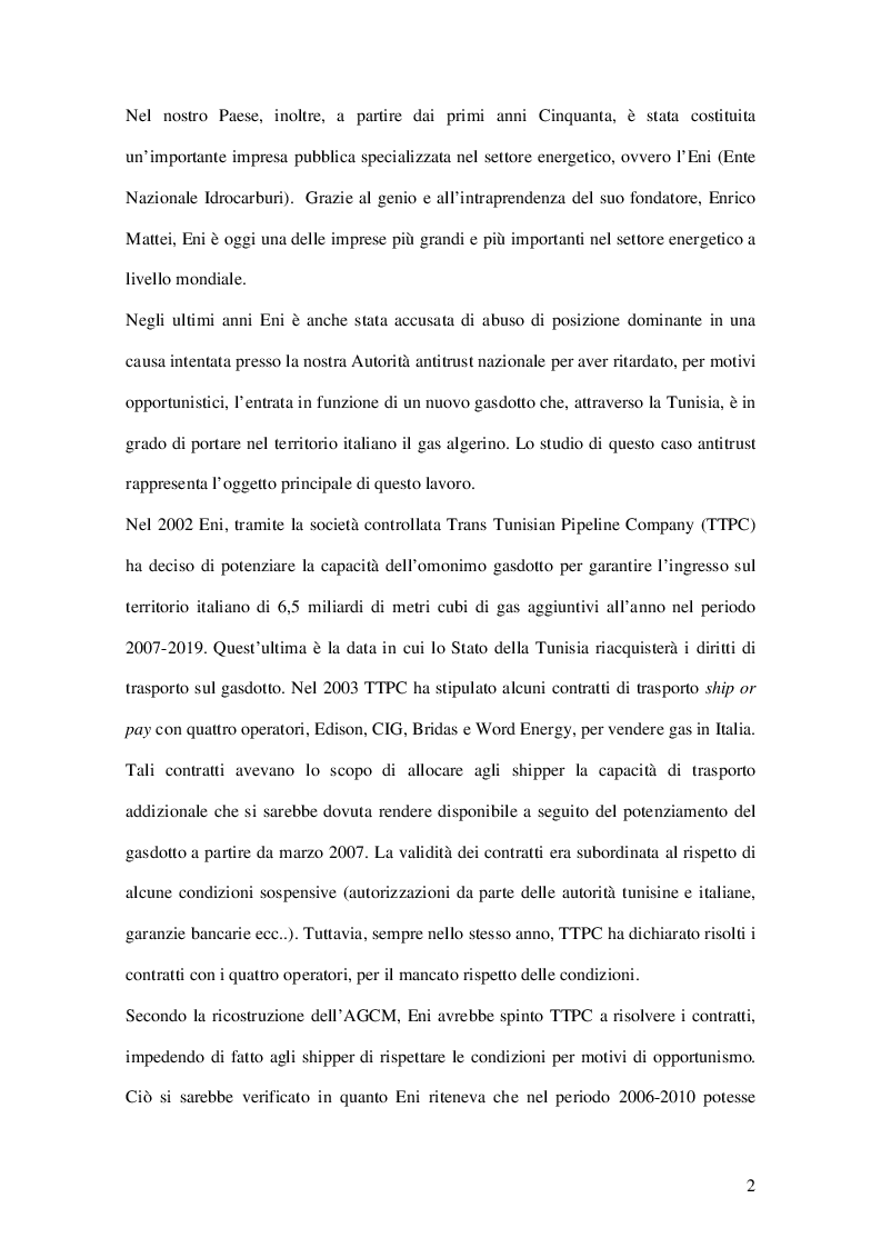 Anteprima della tesi: Abuso di Posizione Dominante in Italia: il caso ENI, Pagina 3