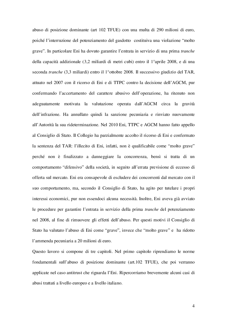 Anteprima della tesi: Abuso di Posizione Dominante in Italia: il caso ENI, Pagina 5