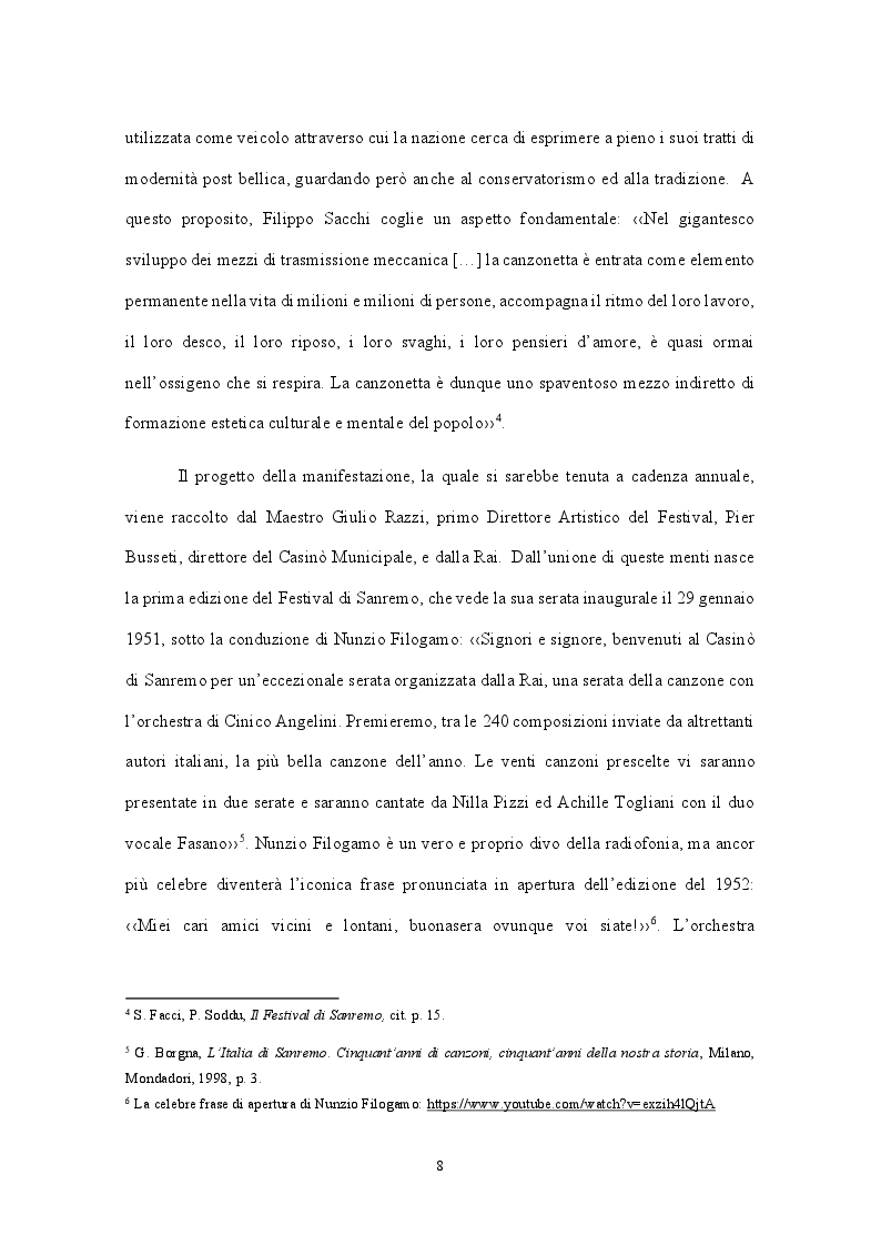 Anteprima della tesi: Il Festival di Sanremo: un'arma della RAI nella concorrenza con Fininvest, Pagina 6
