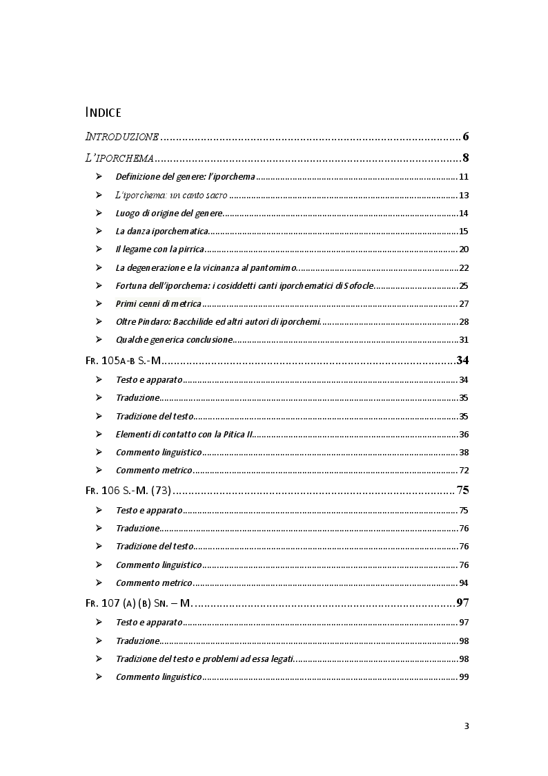 Indice della tesi: Gli iporchemi di Pindaro, commento linguistico e metrico dei frr. 105-117 Sn.-M., Pagina 1