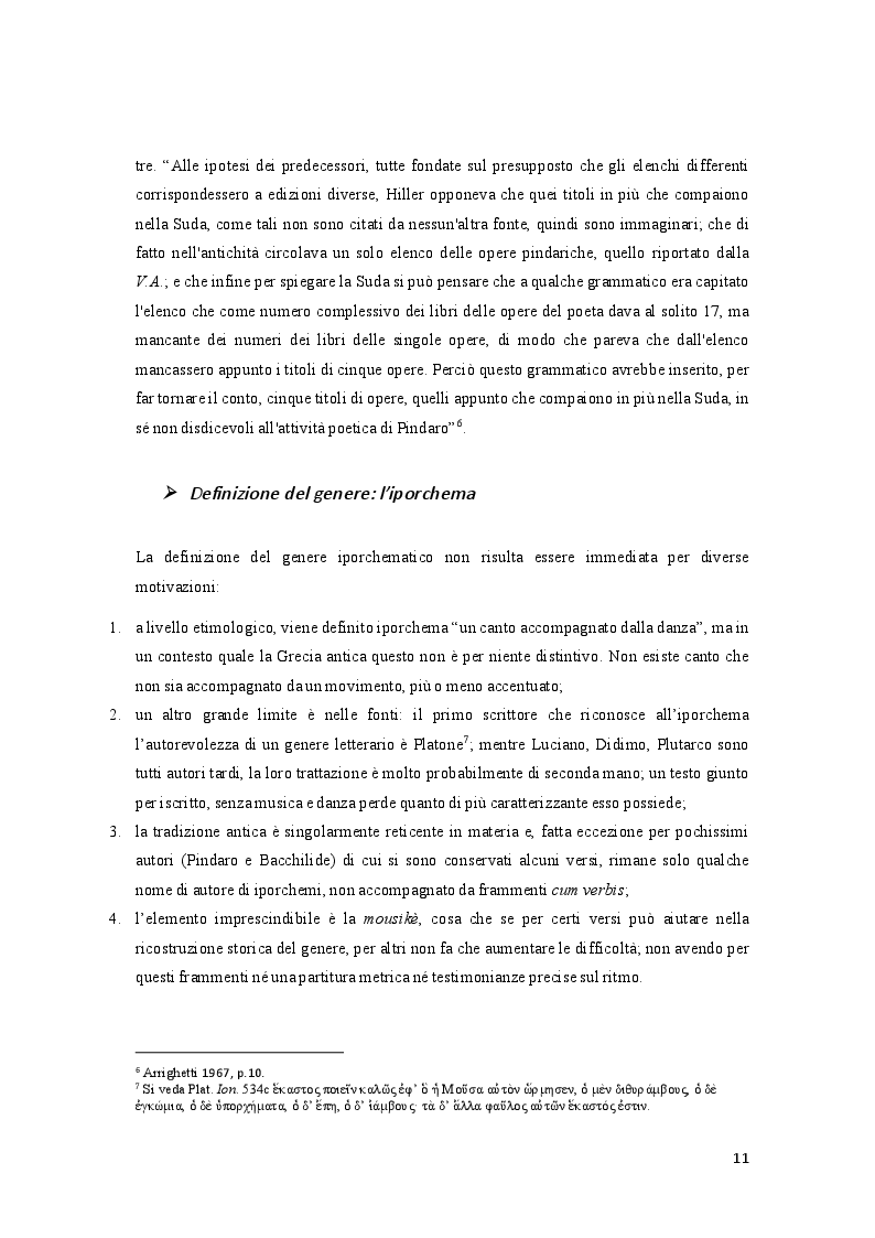 Anteprima della tesi: Gli iporchemi di Pindaro, commento linguistico e metrico dei frr. 105-117 Sn.-M., Pagina 5