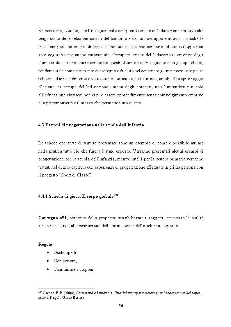 Anteprima della tesi: Psicomotricità: unione corpo-mente. Esperienza sul campo nel progetto “Sport di Classe”, Pagina 6