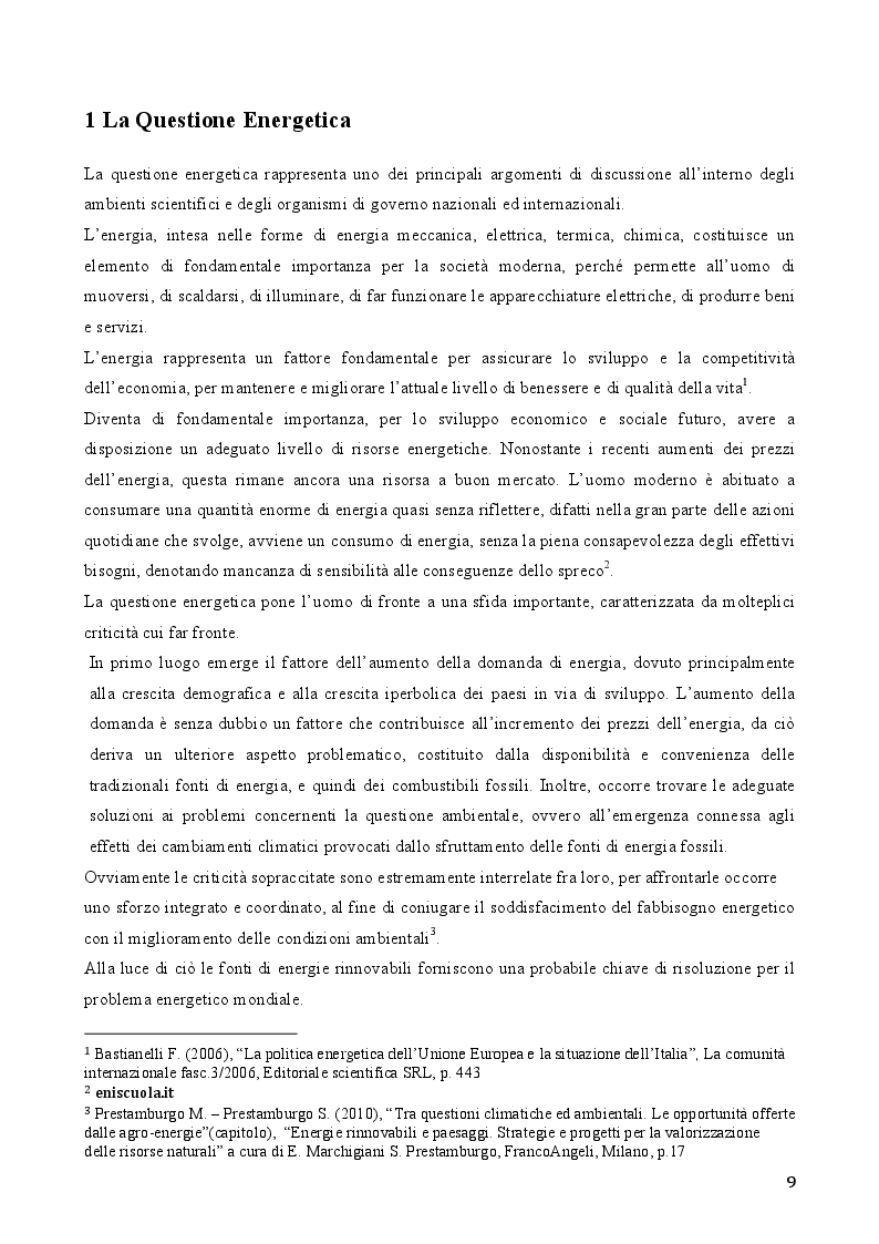 Anteprima della tesi: Il fotovoltaico in Italia: analisi economico finanziaria di un progetto di investimento, Pagina 4