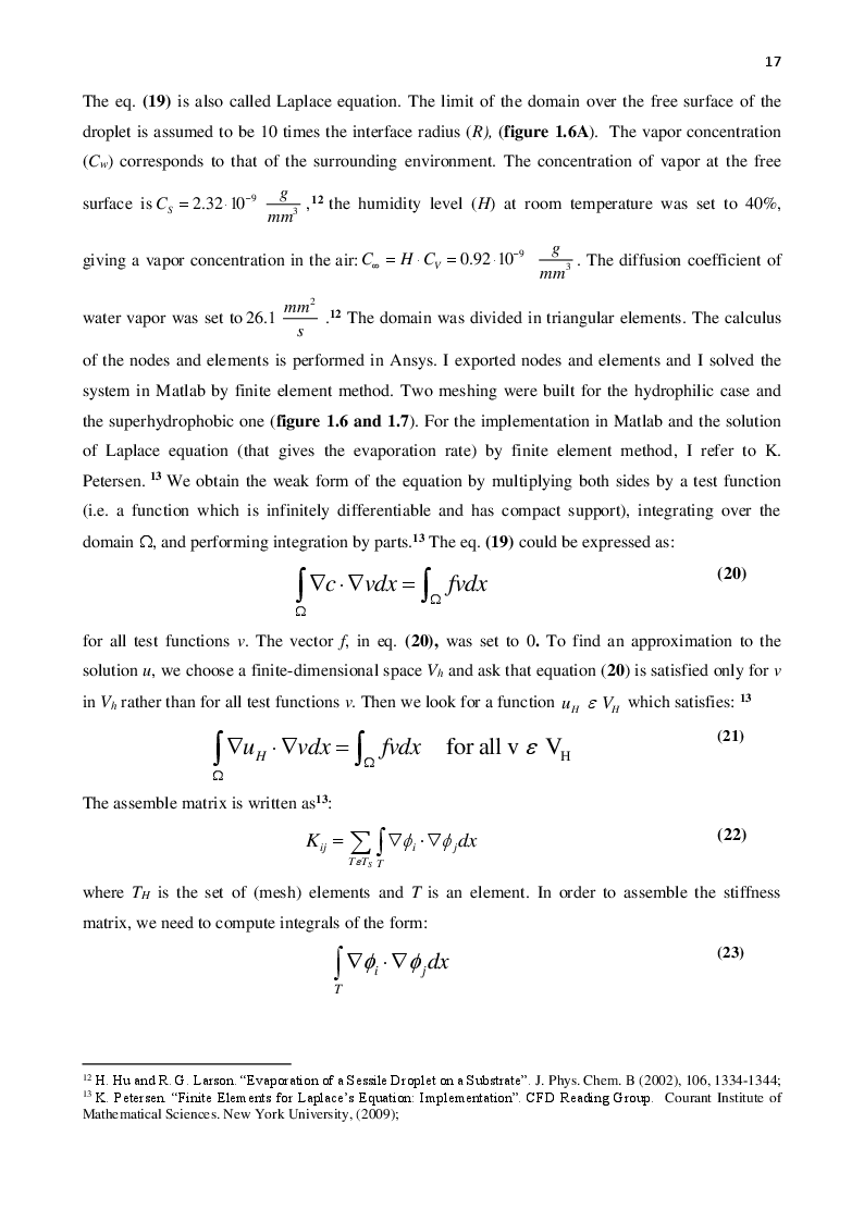 Anteprima della tesi: Contributions to modeling and applications of superhydrophobic surfaces for self-assembly of biological materials, Pagina 3