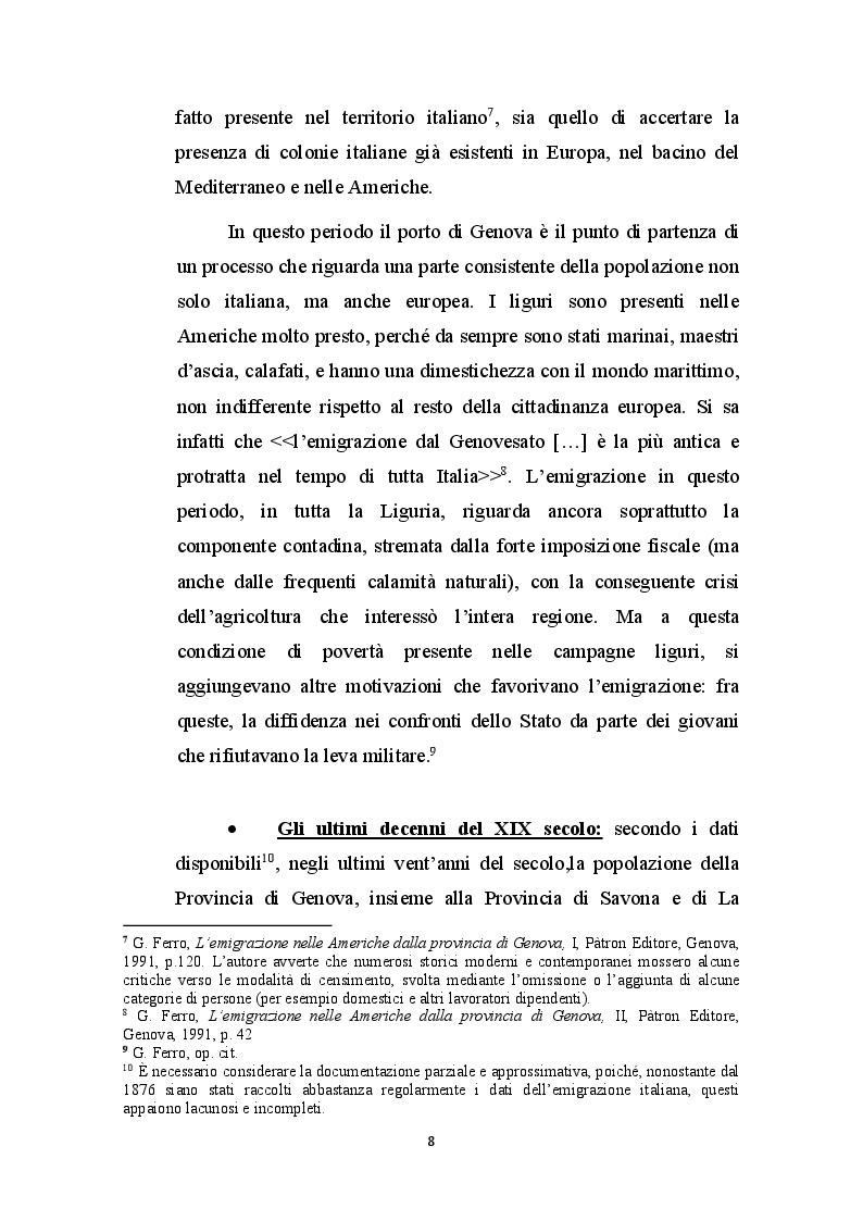Anteprima della tesi: Gli studi e l’attività di Nicola Malnate a sostegno degli emigranti in partenza dal porto di Genova, Pagina 7