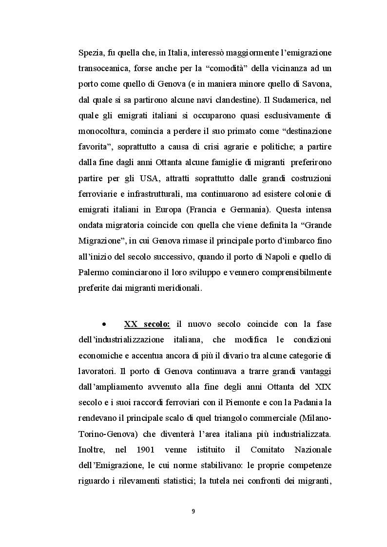 Anteprima della tesi: Gli studi e l’attività di Nicola Malnate a sostegno degli emigranti in partenza dal porto di Genova, Pagina 8
