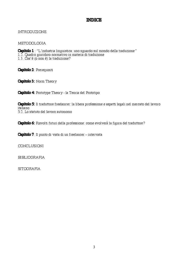 Indice della tesi: L’identikit del traduttore nell’industria linguistica italiana, Pagina 1