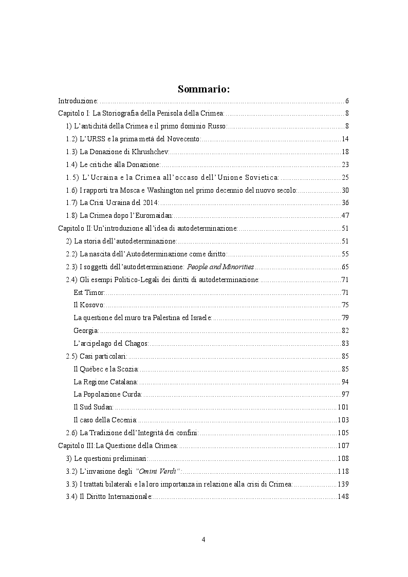 Indice della tesi: Il Diritto di Autodeterminazione dei Popoli e il Diritto dello Stato all’Integrità Territoriale nella Crisi di Crimea, Pagina 1