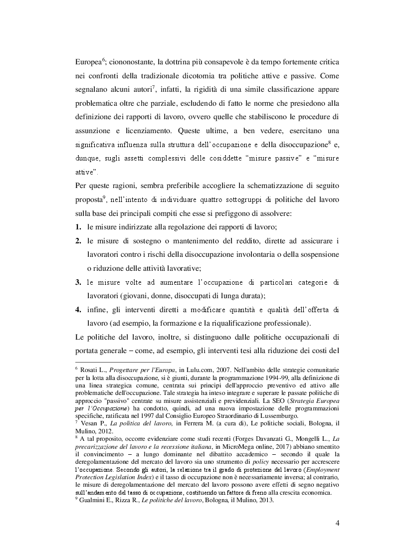 Anteprima della tesi: Le politiche attive tra Stato e regioni. Analisi dei bilanci previsionali regionali 2018 e 2019, Pagina 5