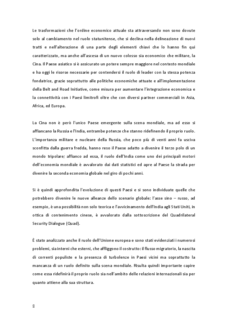 Anteprima della tesi: La trasformazione delle relazioni economiche e geopolitiche internazionali. Possibili scenari, Pagina 5
