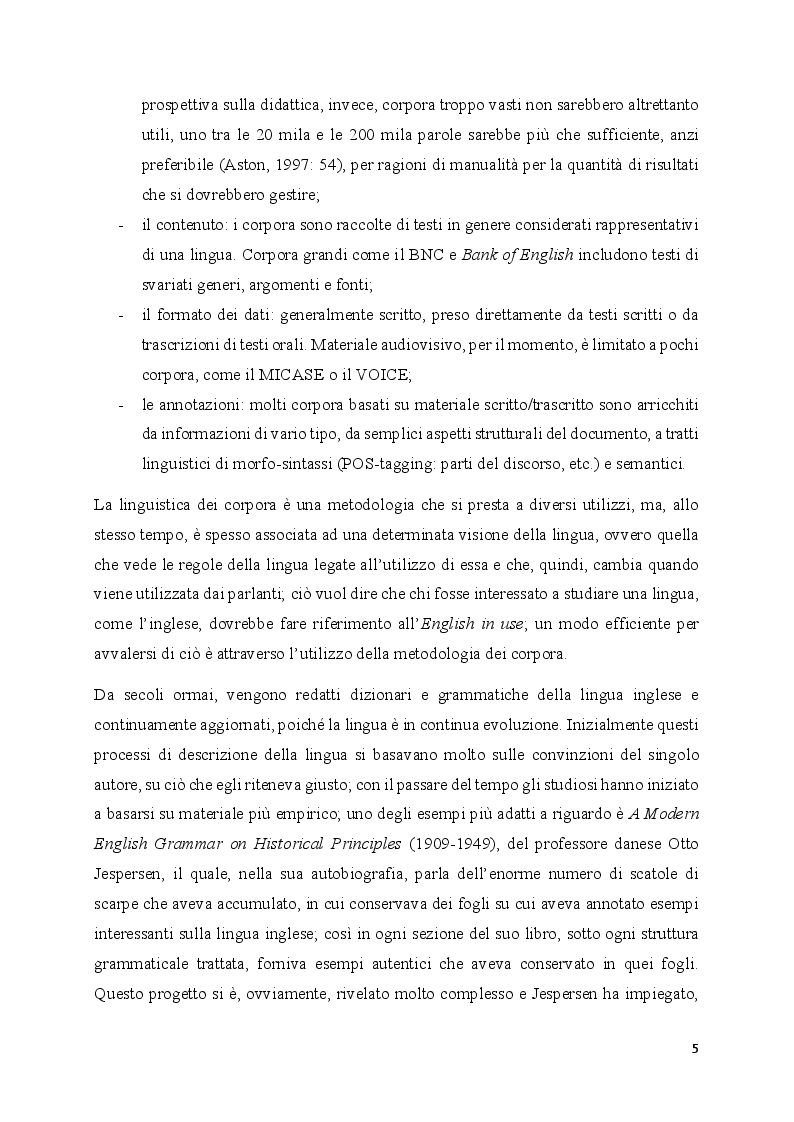 Anteprima della tesi: La linguistica dei corpora nella didattica dell'inglese, Pagina 6