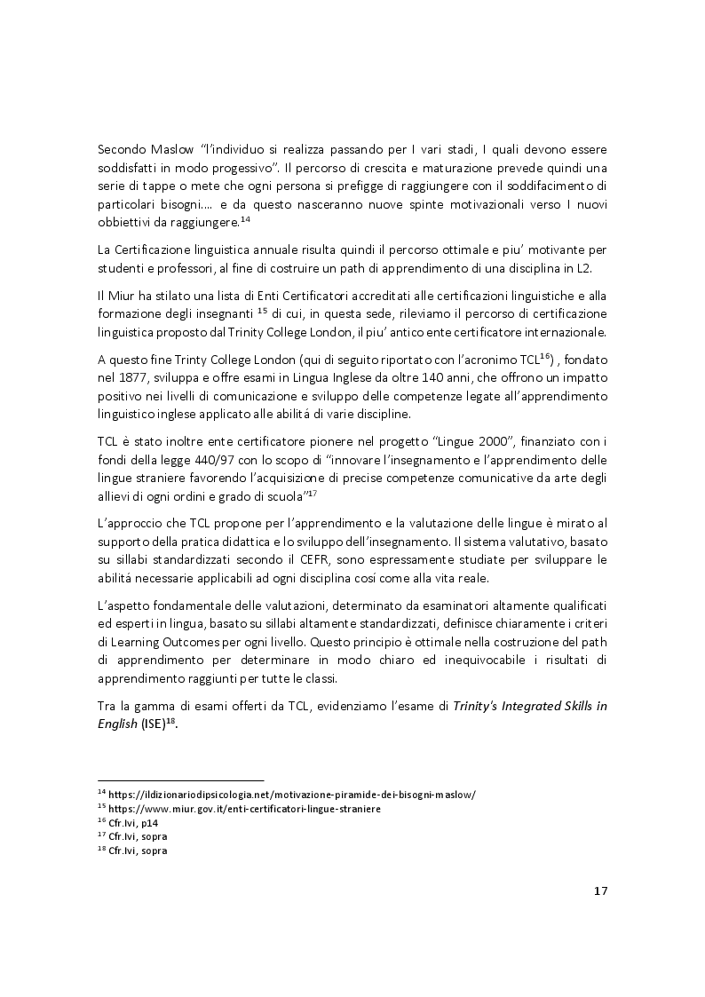 Anteprima della tesi: Didattica Clil - Promoting continuity, developing authentic communicate and transferable skills, attraverso la certificazione delle competenze”, Pagina 3