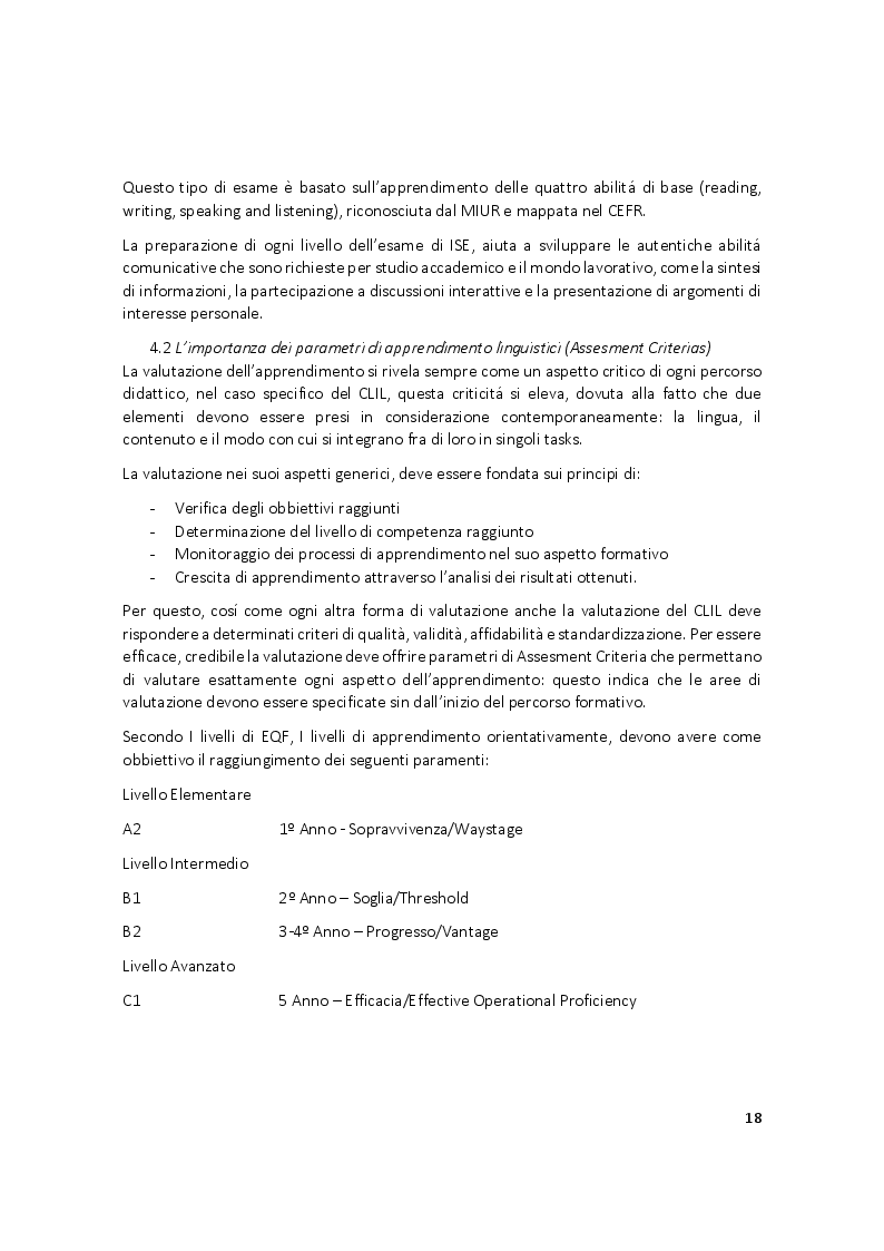 Anteprima della tesi: Didattica Clil - Promoting continuity, developing authentic communicate and transferable skills, attraverso la certificazione delle competenze”, Pagina 4
