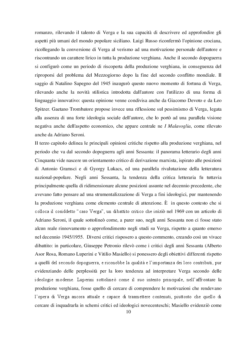 Anteprima della tesi: La critica letteraria a “I Malavoglia” di Giovanni Verga: confronto tra Alberto Asor Rosa, Romano Luperini, Vitilio Masiello, Pagina 4