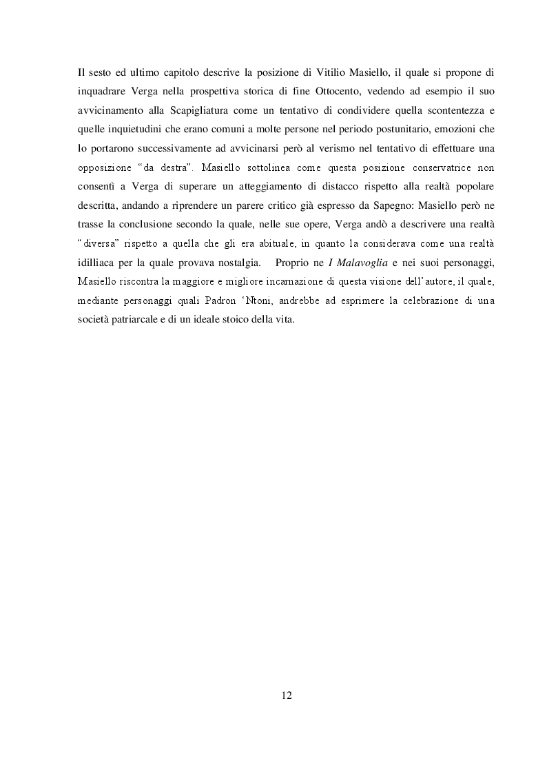 Anteprima della tesi: La critica letteraria a “I Malavoglia” di Giovanni Verga: confronto tra Alberto Asor Rosa, Romano Luperini, Vitilio Masiello, Pagina 6
