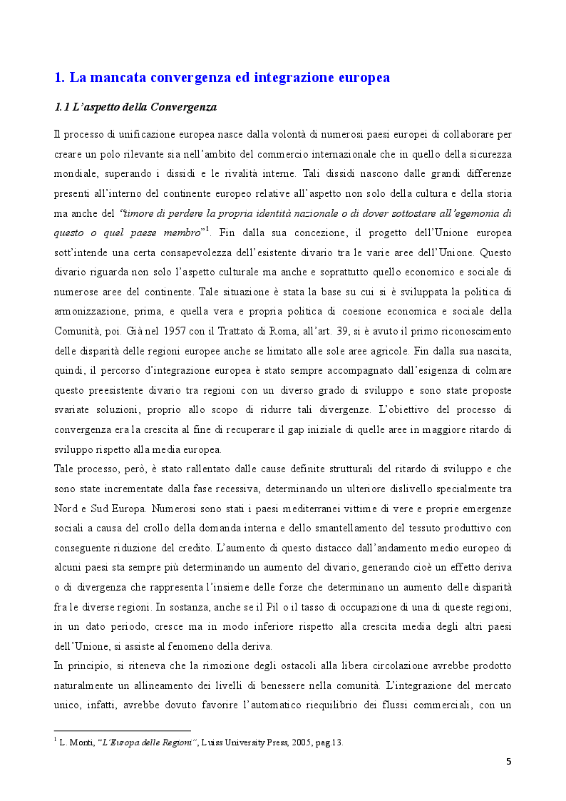 Anteprima della tesi: Il processo di programmazione europea, gli strumenti e gli effetti sullo sviluppo socio-economico nel territorio italiano, Pagina 4