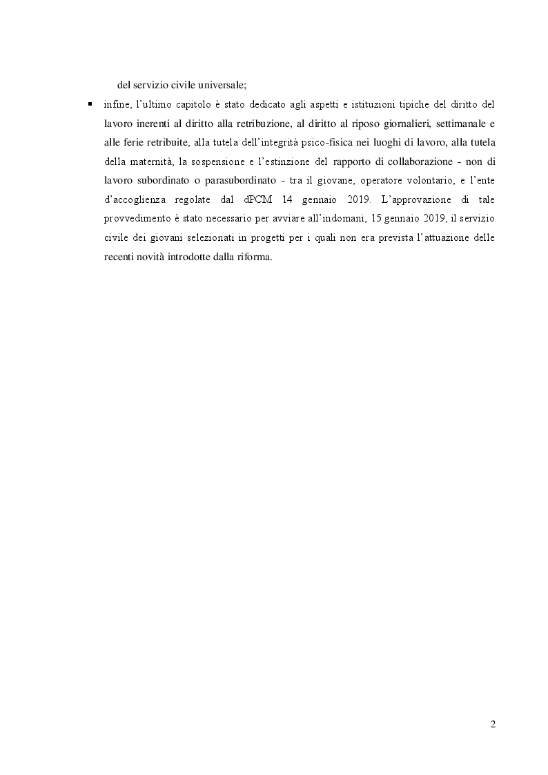 Anteprima della tesi: Servizio Civile Universale: profili di diritto del lavoro, Pagina 3