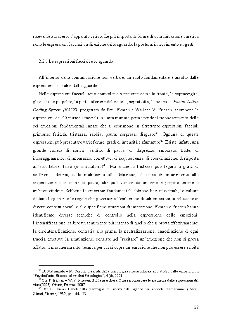 Anteprima della tesi: Il ruolo del corpo nella dinamica interattiva: considerazioni sociologiche sulla comunicazione non verbale, Pagina 6