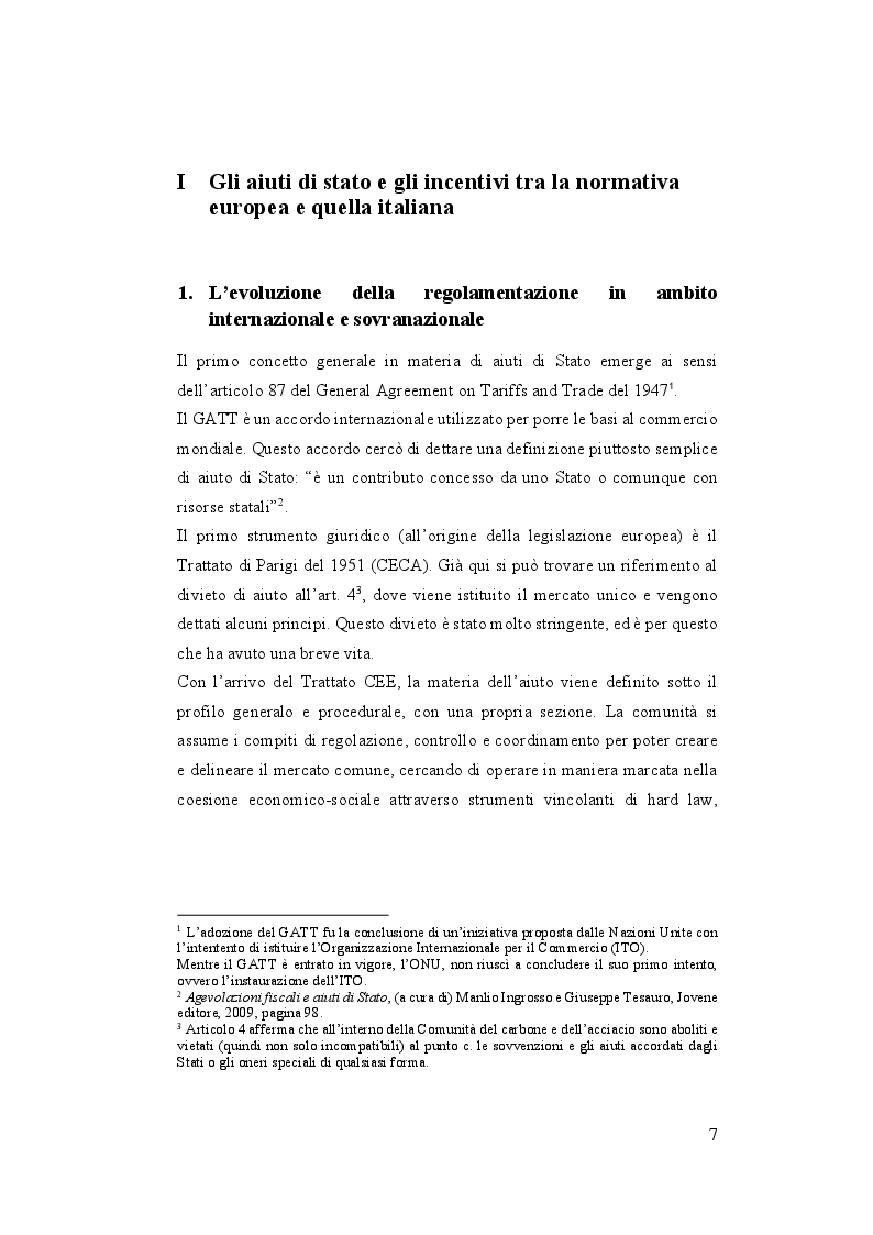 Anteprima della tesi: Il quadro normativo degli aiuti di Stato e degli incentivi, Pagina 4