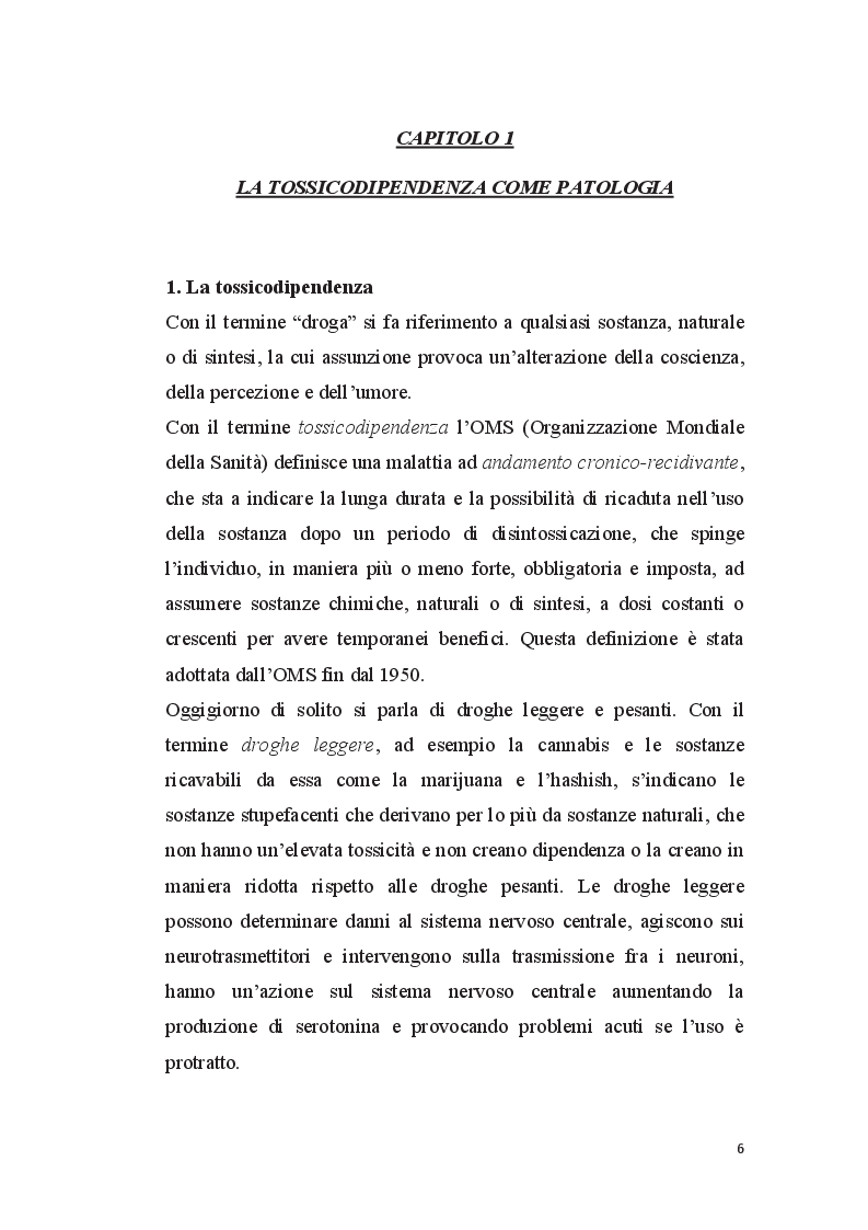Anteprima della tesi: La punibilità e il trattamento del reo tossicodipendente, Pagina 5