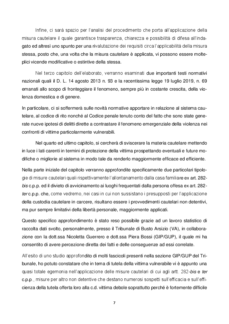 Anteprima della tesi: Tutela della vittima debole e sistema cautelare, Pagina 4