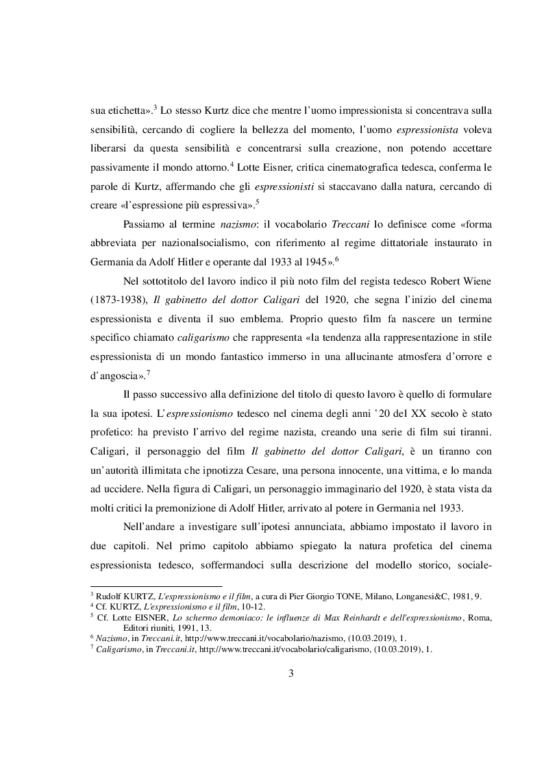 Anteprima della tesi: L'espressionismo tedesco come profezia del nazismo. Il caso de «Il gabinetto del dottor Caligari» (1920) di Robert Wiene, Pagina 3